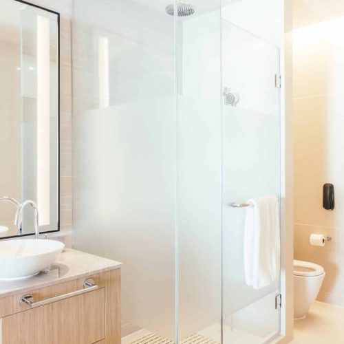 Beautiful luxury shower box decoration in bathroom interior - Vintage Light Filter