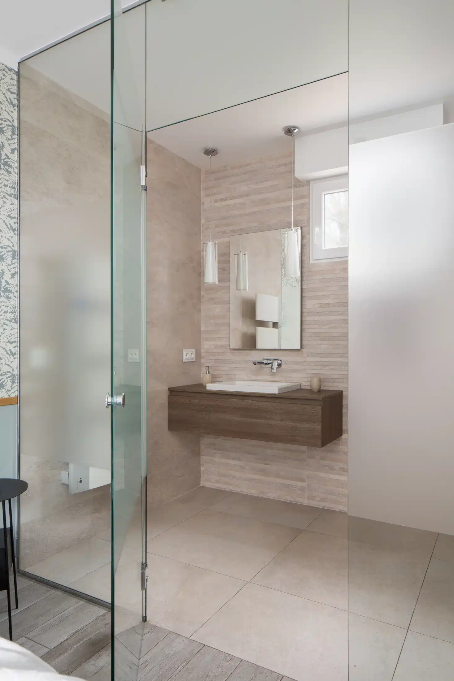 Douche italienne minimaliste, rénovation Azurix Choisy-le-Roi